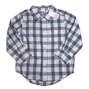 Baby Gap 2T boys long sleeve NWT white and blue plaid shirt